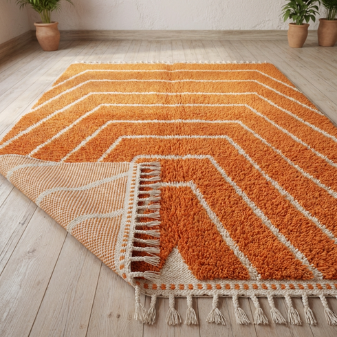 Large Orange Moroccan - Handmade Berber Custom Rug