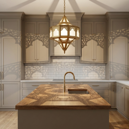 Handmade Moroccan Brass Lamp, Milky Glass Boho Lighting (pl-2021)