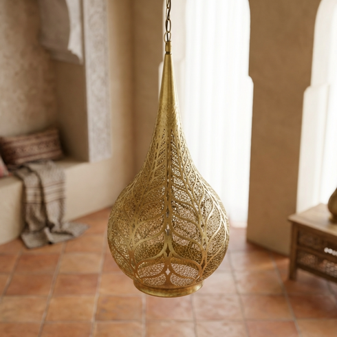 Handmade Moroccan Brass Pendant – Ceiling Lamp (PL 1089)