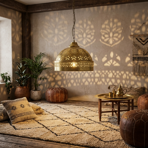 Handmade Brass Dome Pendant Lamp - Kitchen Island Lighting (pl-2011)
