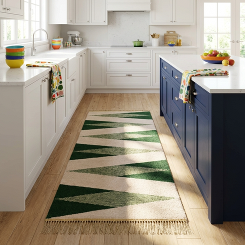 Authentic Moroccan Kilim Rug – Handwoven Flat Weave Natural Wool Rug with Modern Geometric Pattern