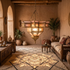 Handmade Moroccan Brass Pendant Lamp - Milky Glass Boho Light (pl-2018)
