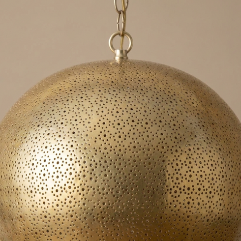 Moroccan Lantern – Brass Filigree Openwork Statement Light