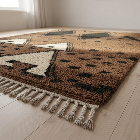 Moroccan Berber Rug – Brown Tribal Wool Area Rug
