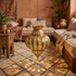 Handmade Moroccan Lamp - Gold Brass Pendant - Boho Entryway Lantern