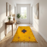 Vibrant Moroccan Kilim Rug - Flatweave Natural Wool Boho Decor - Mustard Yellow Tribal Motif