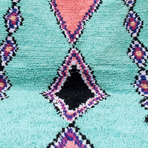 Handmade Azilal Rug – Colorful Shaggy Wool Area Rug with Vibrant Geometric Pattern