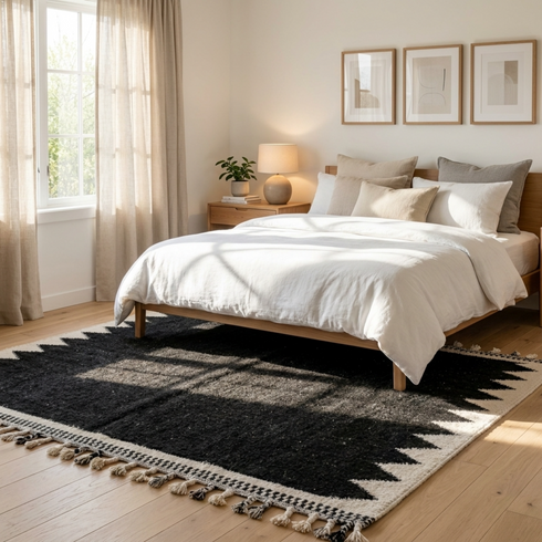 Beni Ourain Rug – Gray & Cream Plush Geometric Wool Rug
