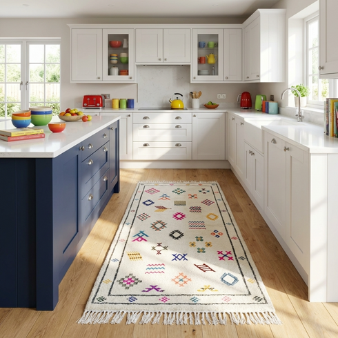 Handmade Azilal Rug - 100% Natural Wool - Vibrant Boho Living Room Decor