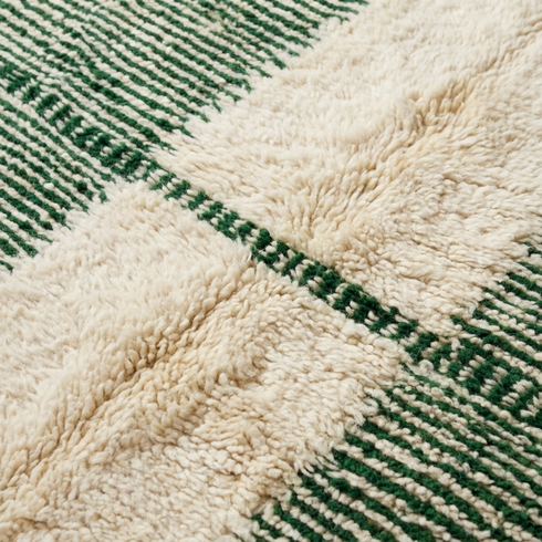 Authentic Moroccan Berber Rug – High Pile Natural Wool Area Rug with Modern Geometric Pattern for Living Room Decor