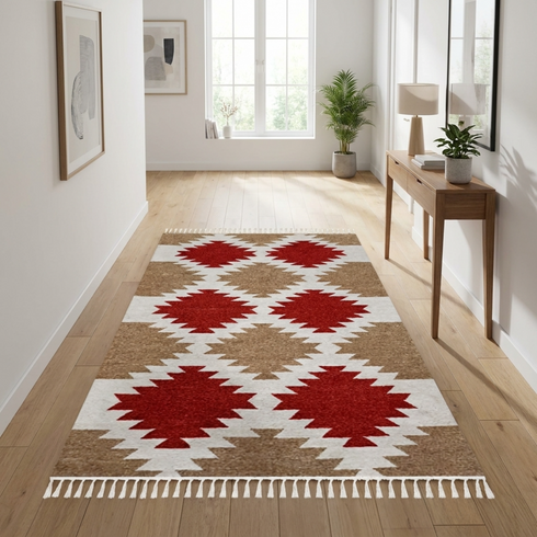 Handmade Moroccan Kilim Rug – Tribal Flatweave Wool Rug for Boho Home Decor