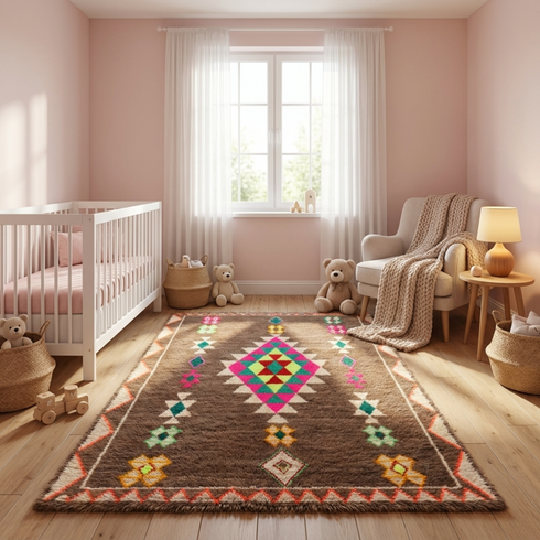 Handmade Moroccan Kilim Rug - Natural Wool Flatweave - Vibrant Geometric Tribal Art