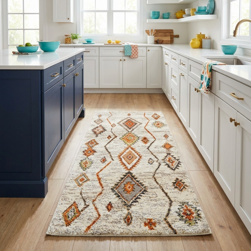 Handmade Boujaad Rug - Plush Natural Wool - Tribal Boho Living Room Decor