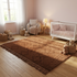 Brown Moroccan Berber Rug - High Pile Natural Wool - Modern Plush Living Room Decor