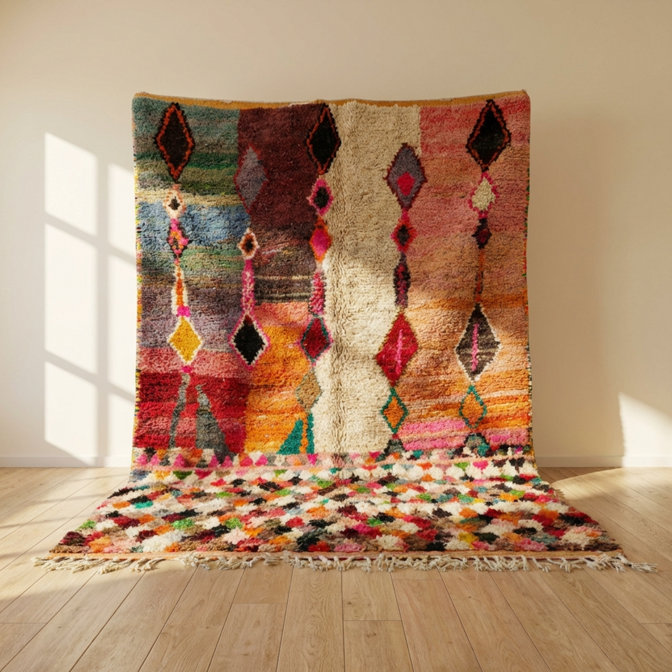Boujaad Rug – Multicolor Plush Diamond Wool Handmade Area Rug