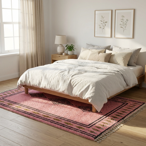 Custom Pink Moroccan Rug - Beni Ourain Style Rug