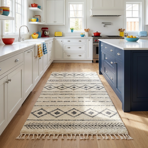 Moroccan Berber Rug – Ivory Flatweave Diamond Wool Area Rug