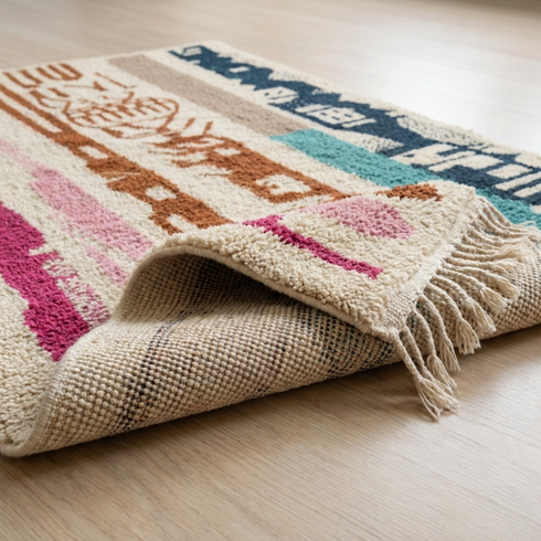 Moroccan Berber Rug – Multicolor Abstract Wool Area Rug