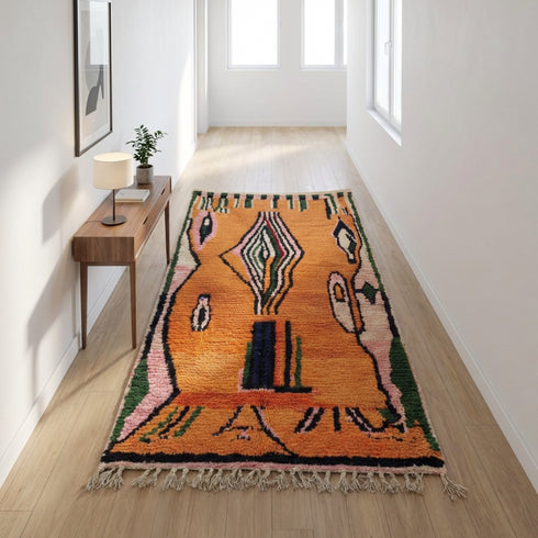 Orange Moroccan Boujaad Rug - Handmade Tribal Rug