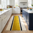 Authentic Moroccan Rug – High Pile Shaggy Wool Area Rug with Modern Mustard Stripe Pattern for Boho Living Room Decor
