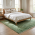 Modern Moroccan Wool Rug – Plush Shaggy Berber Rug with Sage Green Geometric Design for Boho Decor