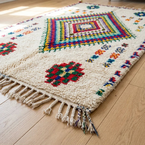 Azilal Rug – Multicolor Shaggy Diamond Wool Berber Carpet