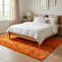 Authentic Moroccan Area Rug – Plush Shaggy Wool Rug in Vibrant Orange for Modern Boho Living Room Decor