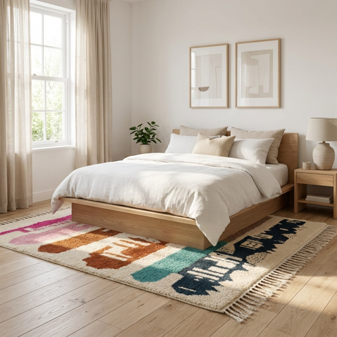Moroccan Berber Rug – Multicolor Abstract Wool Area Rug