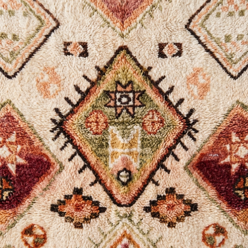 Handmade Boujaad Rug - Hand Knotted Natural Wool - Boho Living Room Decor - Vibrant Geometric Patterns