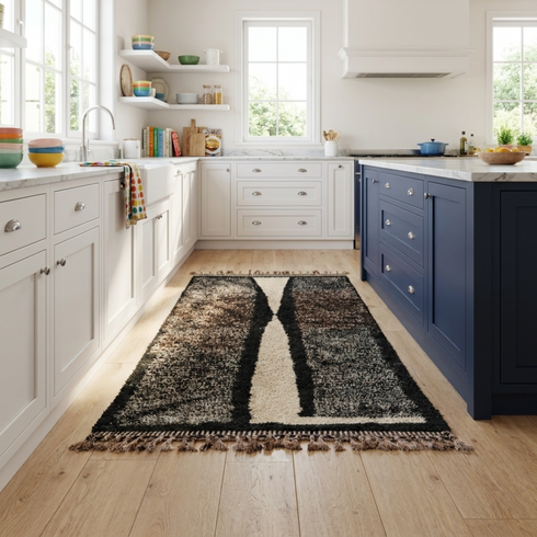 Moroccan Berber Rug – Black & Ivory Geometric Wool Rug