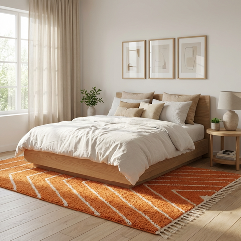 Large Orange Moroccan - Handmade Berber Custom Rug