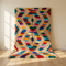 Moroccan Kilim Rug – Multicolor Flatweave Diamond Wool Rug