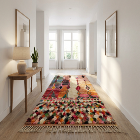 Handmade Boujaad Rug - Vibrant Bohemian Living Room Decor