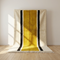 Authentic Moroccan Rug – High Pile Shaggy Wool Area Rug with Modern Mustard Stripe Pattern for Boho Living Room Decor