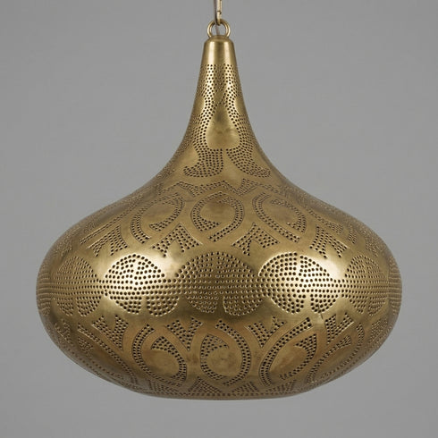 Moroccan Chandelier – Filigree Brass Openwork Lamp Statement Light