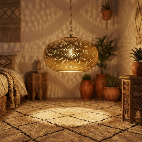 Filigree Brass Moroccan Ceiling Light