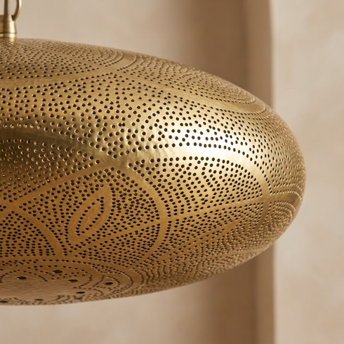 Filigree Brass Moroccan Pendant Light Living Room