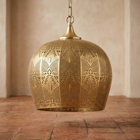 Moroccan Pendant Light – Brass Dome Floral
