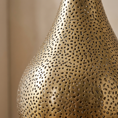 Authentic Handmade Moroccan Lamp – Oxidized Brass Teardrop Pendant with Artistic Shadow Casting for Bedroom Mood Lighting