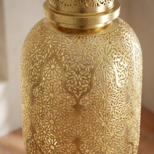 Moroccan Pendant Light – Geometric Filigree Brass Lamp