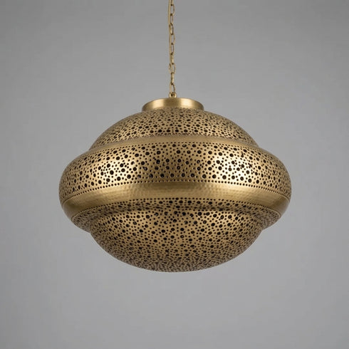 Moroccan Pendant Light – Filigree Brass Shadow-Casting Lamp