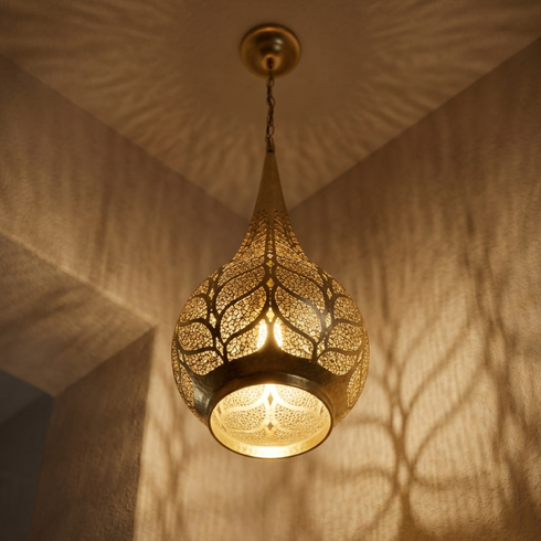 Handmade Moroccan Brass Pendant – Ceiling Lamp (PL 1089)