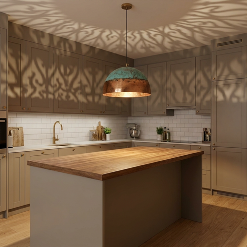 Moroccan Pendant Light – Brass Filigree Openwork Kitchen