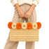 Wicker Tote Bag with Orange Raffia Flowers | Fall Halloween Straw Bag