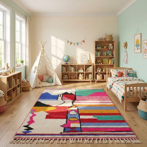 Amazing Colorful Moroccan Rug: Custom Handmade Carpet