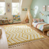 Modern Moroccan Berber Rug – Soft High Pile Wool Rug with Geometric Yellow Pattern