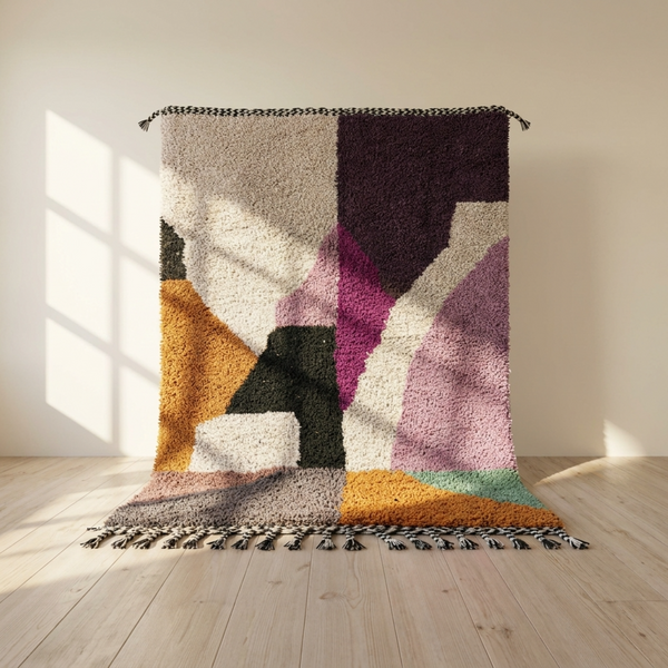 Boujaad Rug – Multicolor Plush Abstract Wool Area Rug