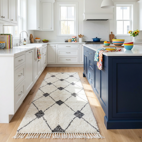 Authentic Beni Ourain Rug - High Pile Natural Wool - Modern Boho Decor