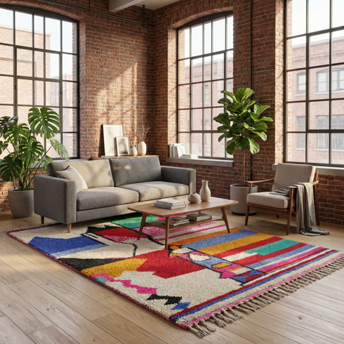 Amazing Colorful Moroccan Rug: Custom Handmade Carpet