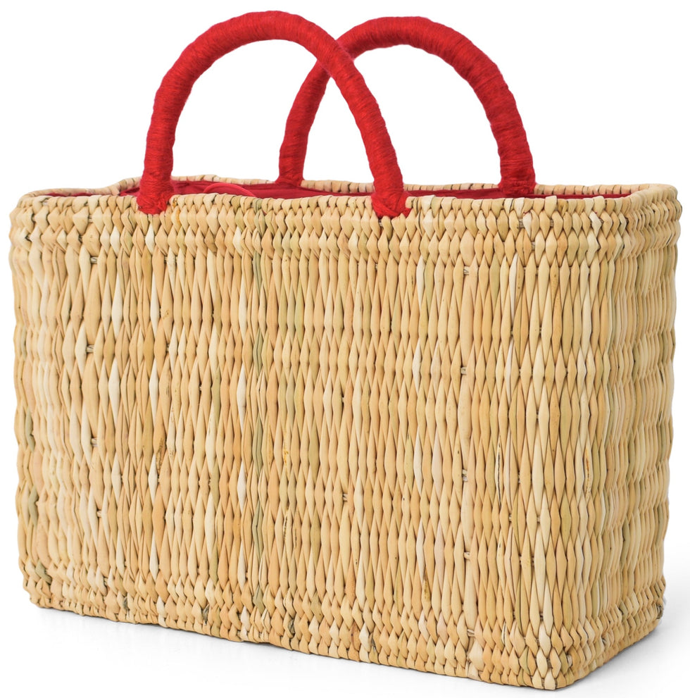 Handwoven Straw Basket Bag Set with Handles